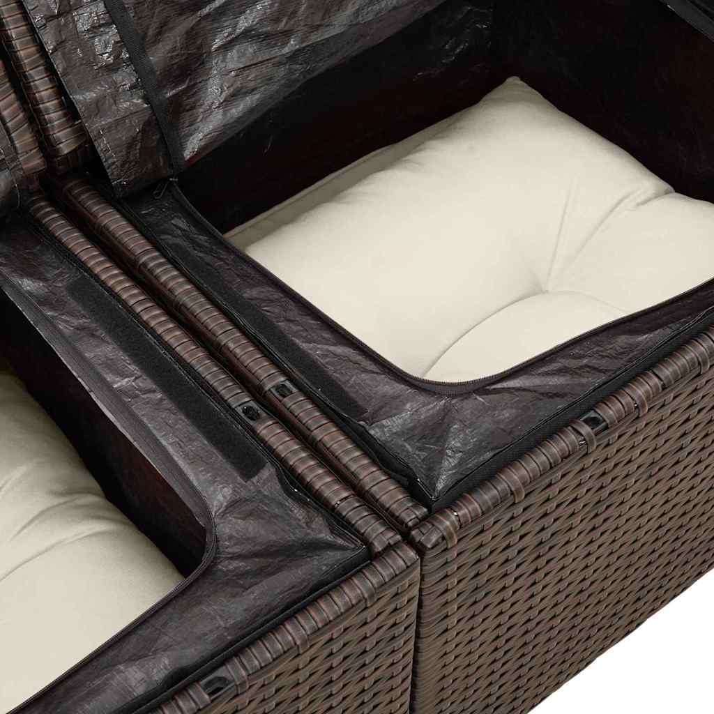 Garten-Sofa-Set mit Speicher 6 pcs Braun Poly Rattan